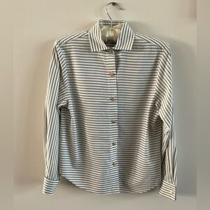 Talbots Vintage Classic Horizontal Striped Blouse, White/Black, Size 4P